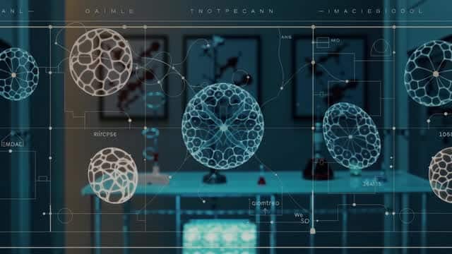生物ネットワーク技術を表す抽象的な科学データ可視化 AI video preview