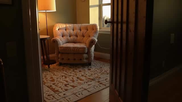 Cozy indoor corner with upholstered chair and stylish decor AI video preview