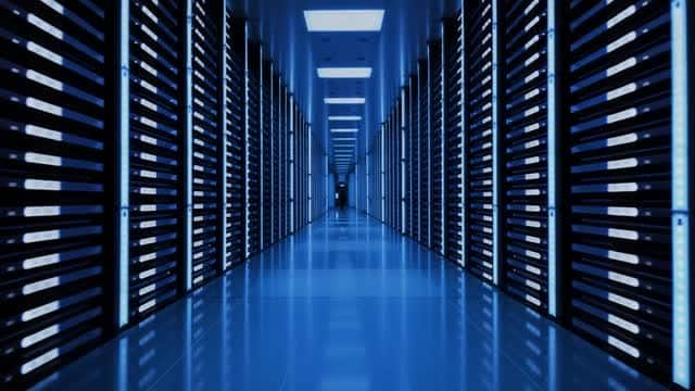 Server rack corridor modern data center technology AI video preview