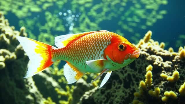 鮮やかなサンゴ礁を泳ぐ色鮮やかな熱帯魚 AI video preview