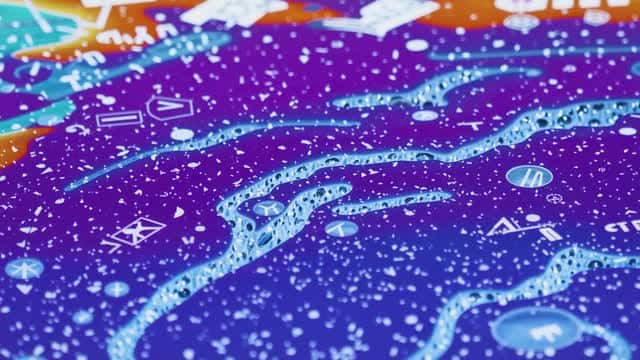 未来的なデジタルマップ上に広がるデータフローネットワーク AI video preview