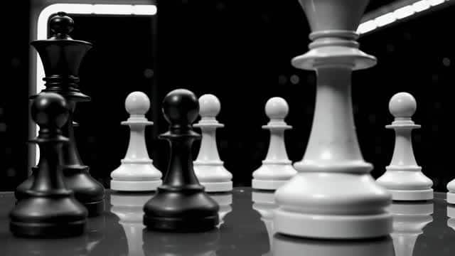 Strategic battle of chess pieces on a polished board AI video preview