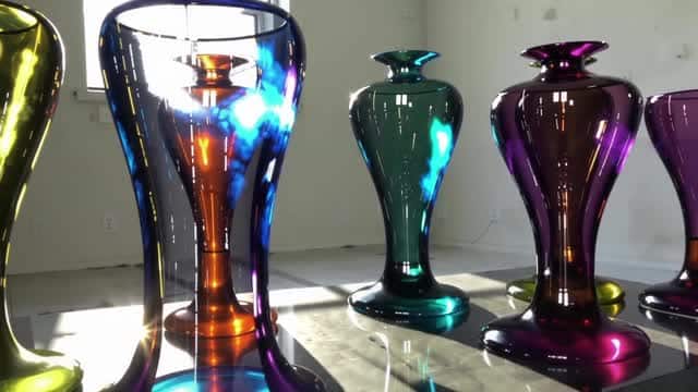 Iridescent decorative glass art display AI video preview