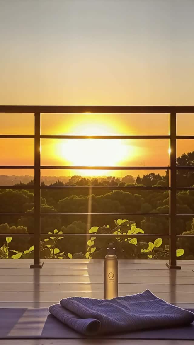 Morning routine yoga and sunset view on a modern Vertical Video AI video preview