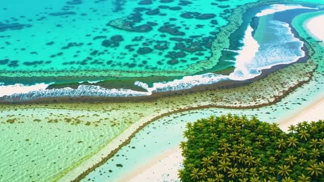 ターコイズの海と白砂浜が広がる熱帯の楽園空撮 AI video preview