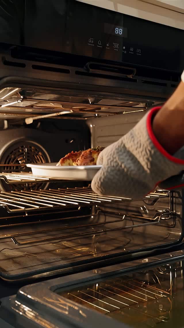 Domestic cooking preparation video showcasing oven meals vertical AI video preview