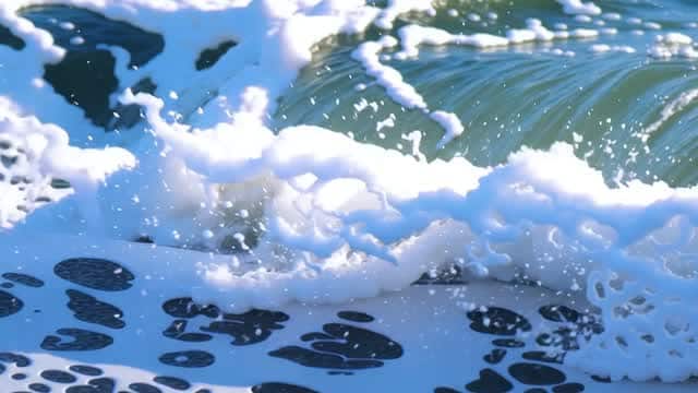 砂浜へ押し寄せる泡立つ海の波 AI video preview
