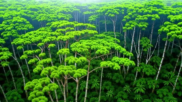 Lush aerial view of dense tropical rainforest forest AI video preview