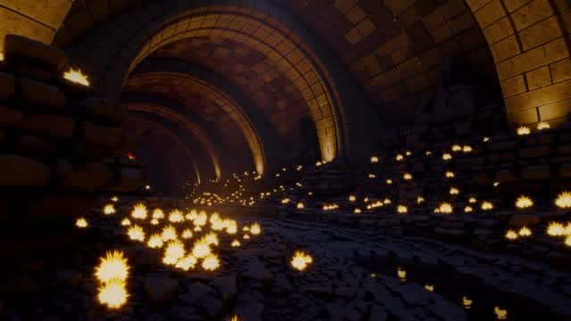 Ancient underground tunnel with mysterious glow and portal AI video preview