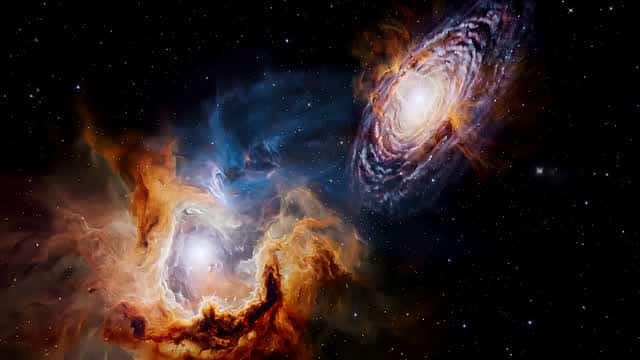 深宇宙に広がる銀河と色鮮やかな星雲 AI video preview