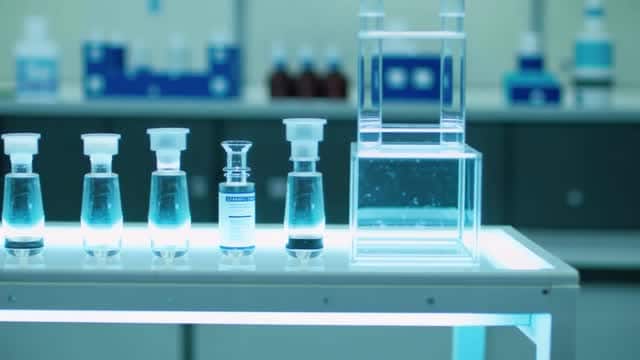 Scientific analysis of chemicals in a modern laboratory setting AI video preview